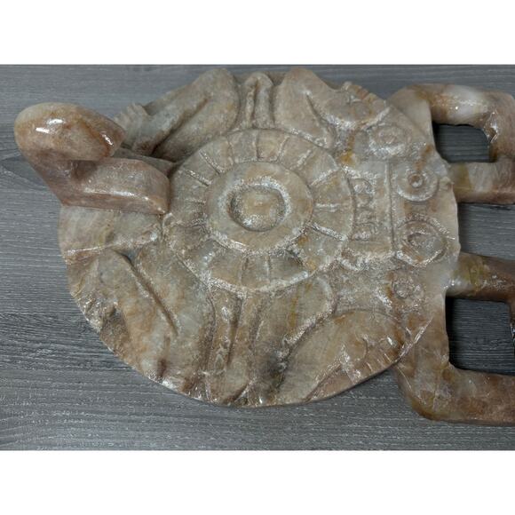Vintage Hand-Carved Onyx Stone Turtle Figurine Tribal Aztec Mayan 9.8 lb 11” - Picture 8 of 12